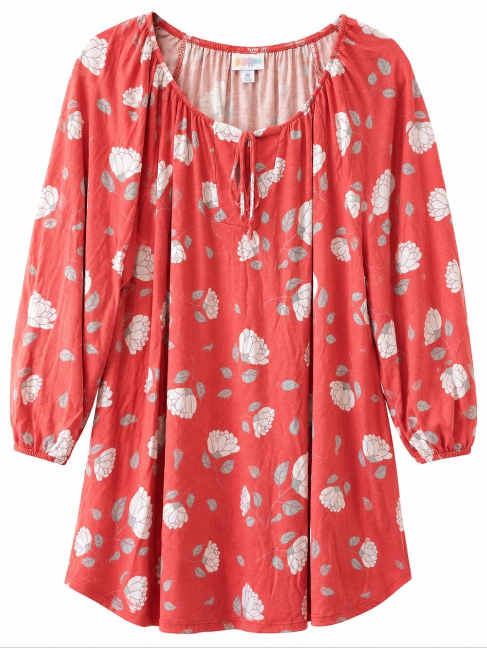 LuLaRoe Orange White Debra Peasant Dress Casual Blouse Shirt Size XL